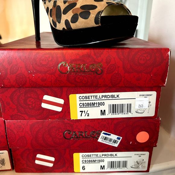 Carlos Santana Women's Suede Leopard Print Peep Toe Platform Stiletto Pumps NIB - Picture 16 of 16